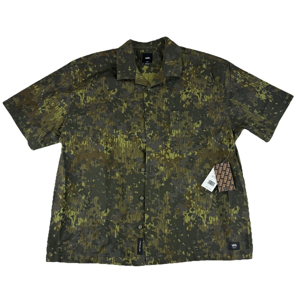 Vans Bishop Woven Grapeleaf/Loden‎ Green Shirt Men's Large Camp Collar S.S. NWT